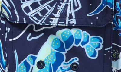 Shop Vineyard Vines Kids' Chappy Crab Print Swim Trunks In Sea Life Navy