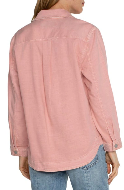 Shop Liverpool Los Angeles Denim Shirt Jacket In Rose Blush