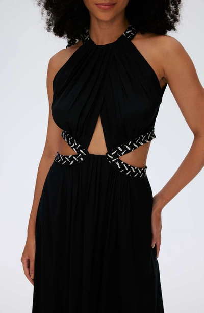Shop Diane Von Furstenberg Elizabeth Cutout Maxi Dress In Black / Tigris