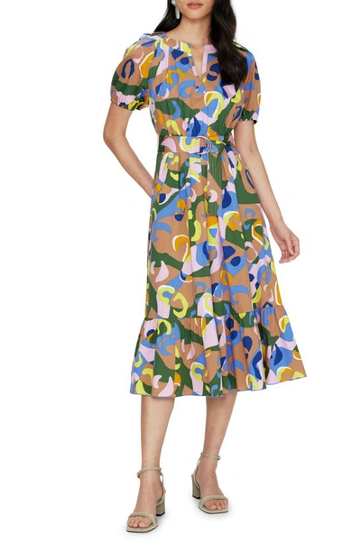 Shop Diane Von Furstenberg Lindy Belted Midi Dress In Cloud Leopard
