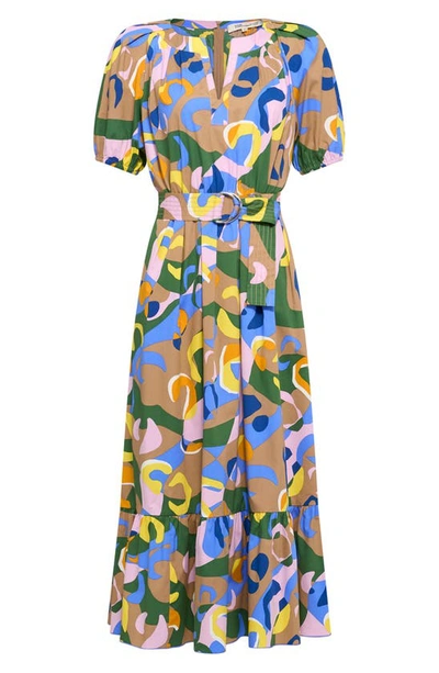 Shop Diane Von Furstenberg Lindy Belted Midi Dress In Cloud Leopard