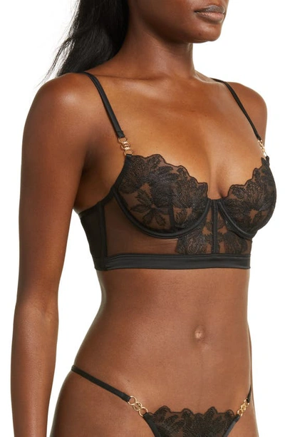 Shop Bluebella Olympia Embroidered Longline Bra In Black