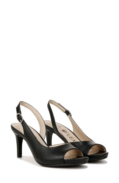 Lifestride Teller Womens Embossed Slingback Ankle Strap In Black