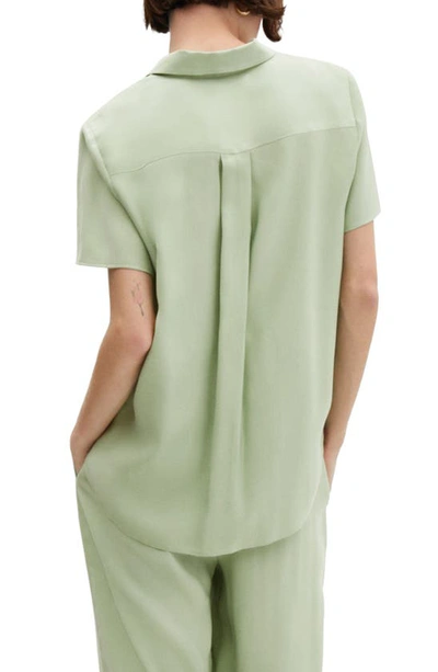 Shop Mango Short Sleeve Button-up Shirt In Green