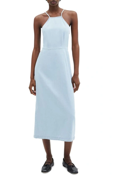 Shop Mango Denim Midi Dress In Light Blue