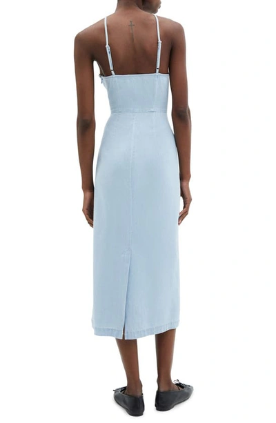 Shop Mango Denim Midi Dress In Light Blue