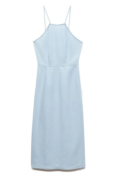 Shop Mango Denim Midi Dress In Light Blue