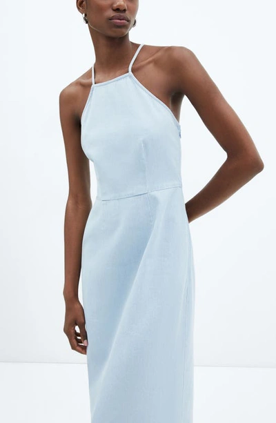 Shop Mango Denim Midi Dress In Light Blue