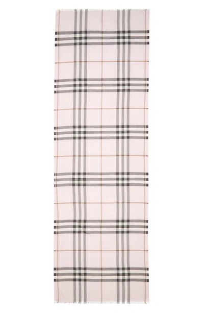 Shop Burberry Giant Check Wool & Silk Scarf In Pale Candy Pink