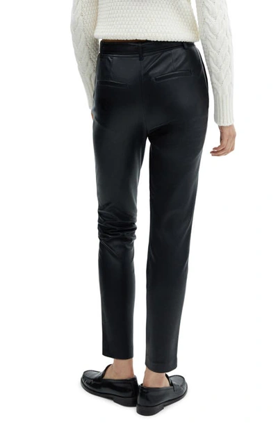 Shop Mango Belted Faux Leather Pants In Black