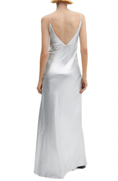 Mango Women's Metallic Gown In Silver
