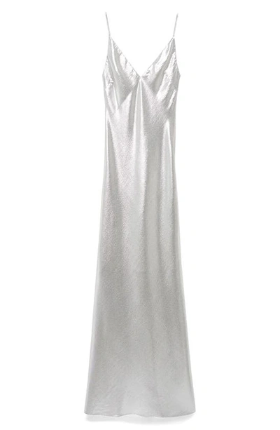Mango Women's Metallic Gown In Silver