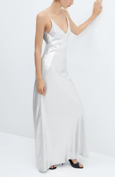Mango Women's Metallic Gown In Silver