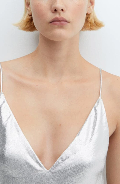 Mango Women's Metallic Gown In Silver