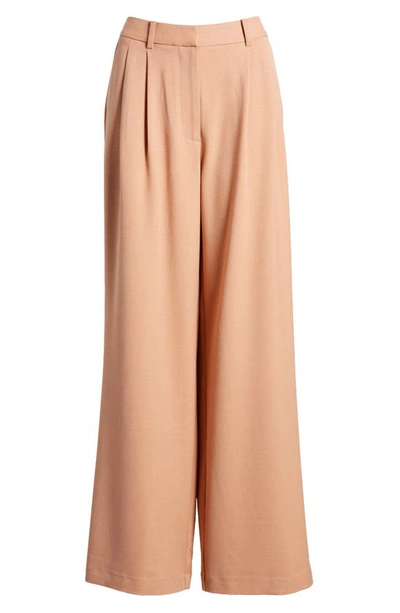 Nordstrom Double Pleat Wide Leg Pants In Tan Cork