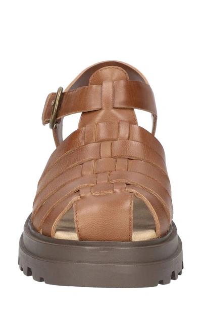 Bella Vita Women's Sinclaire Lug Sole Fisherman Sandals In Camel Burnished Leather