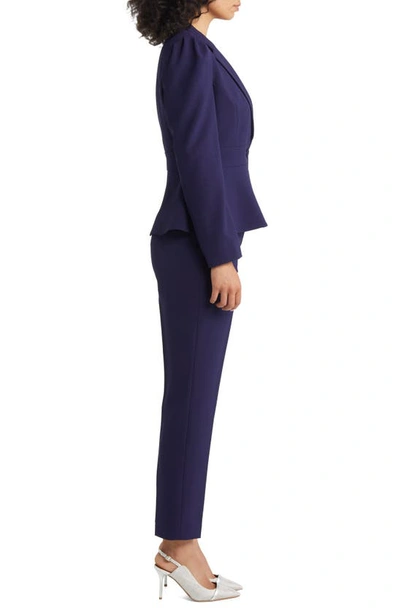 Tahari Asl Peplum Blazer & Tapered Pants Set In Midnight Navy