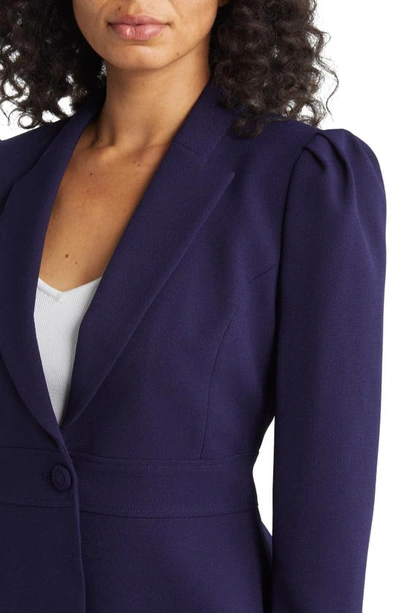 Tahari Asl Peplum Blazer & Tapered Pants Set In Midnight Navy
