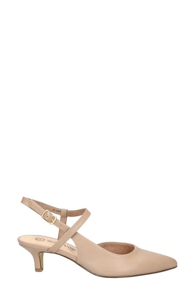 Bella Vita Kayce Womens Leather Kitten Heel Slingback Heels In Beige Leather