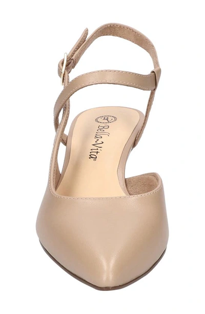 Bella Vita Kayce Womens Leather Kitten Heel Slingback Heels In Beige Leather
