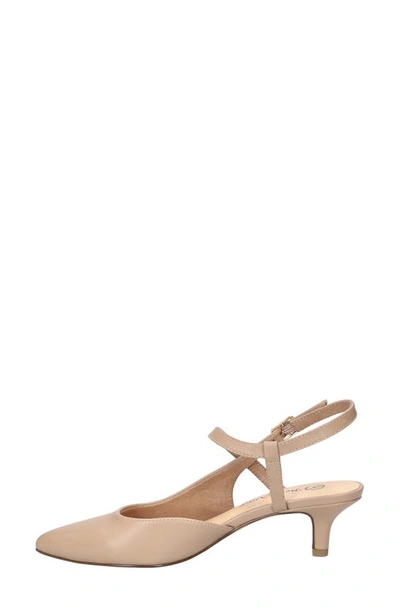 Bella Vita Kayce Womens Leather Kitten Heel Slingback Heels In Beige Leather
