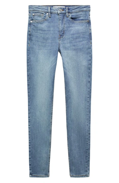 Shop Mango High Waist Skinny Jeans In Medium Blue