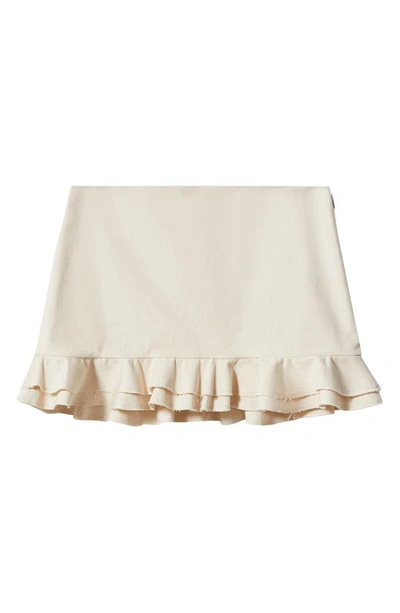 Shop Mango Ruffle Cotton Miniskirt In Ecru