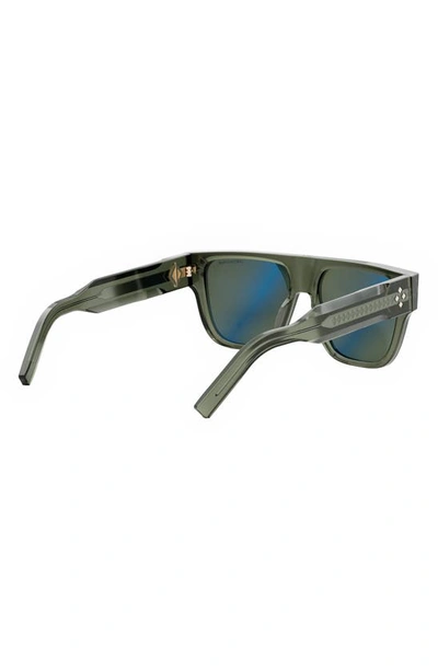 Shop Dior Cd Diamond S6i 55mm Square Sunglasses In Shiny Dark Green / Green