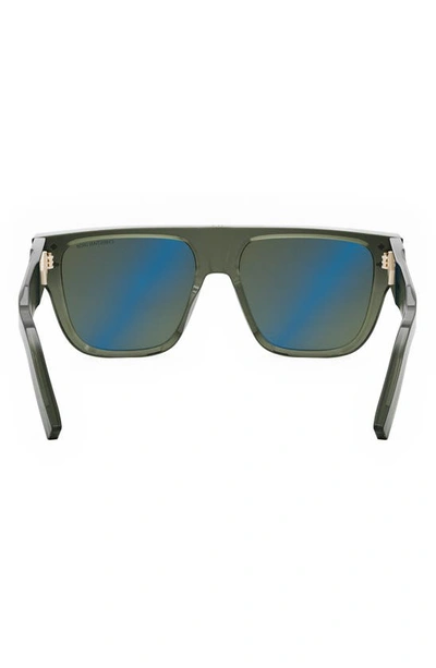 Shop Dior Cd Diamond S6i 55mm Square Sunglasses In Shiny Dark Green / Green