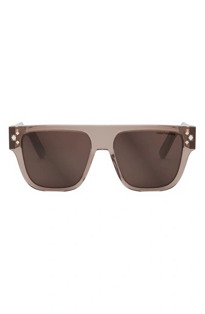Shop Dior Cd Diamond S6i 55mm Square Sunglasses In Shiny Pink / Brown