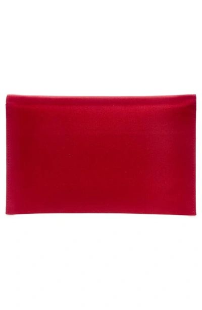 Shop Judith Leiber Crystal Bow Satin Envelope Clutch In Silver Crimson