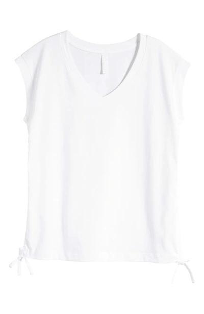 Shop Zella Cinchy Cinched Side Pima Cotton T-shirt In White