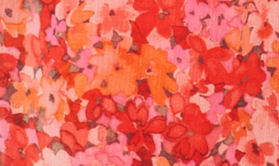 Vince Camuto Floral Print High Neck Jumpsuit In Tulip Red