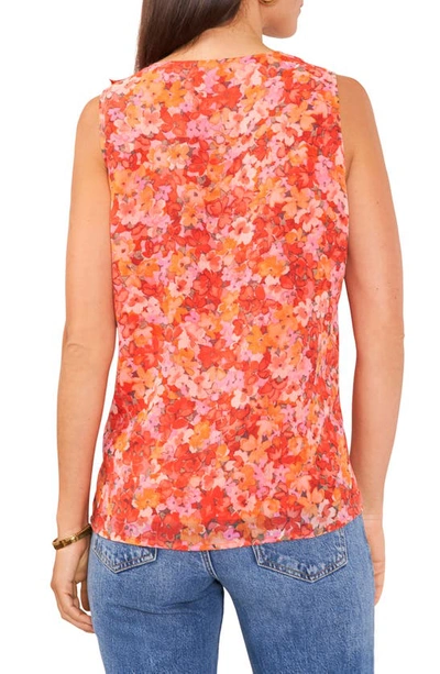 Shop Vince Camuto Watercolor Print Sleeveless Top In Tulip Red
