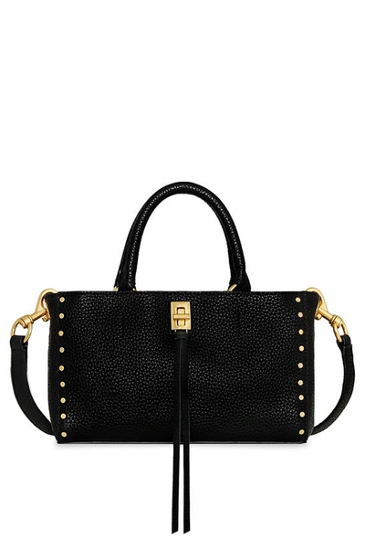 Shop Rebecca Minkoff Darren Leather Top Handle Bag In Black