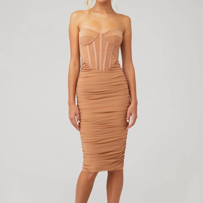 Shop Bardot Lithium Mesh Midi Dress In Brown