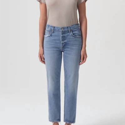 Shop Agolde Kye Mid Rise Straight Jeans In Blue