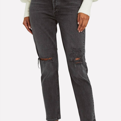 Shop Agolde Nico High Rise Skinny Jeans In Black