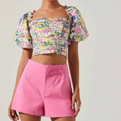 Shop Astr Zip Flat Front Shorts In Pink