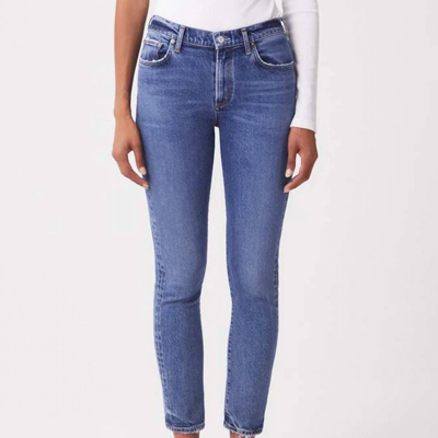 Shop Agolde Toni Mid Rise Straight Leg Jean In Blue