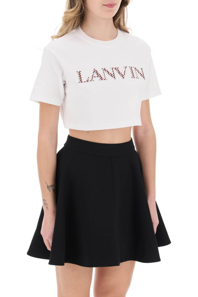 Shop Lanvin Curb Logo Cropped T-shirt In White