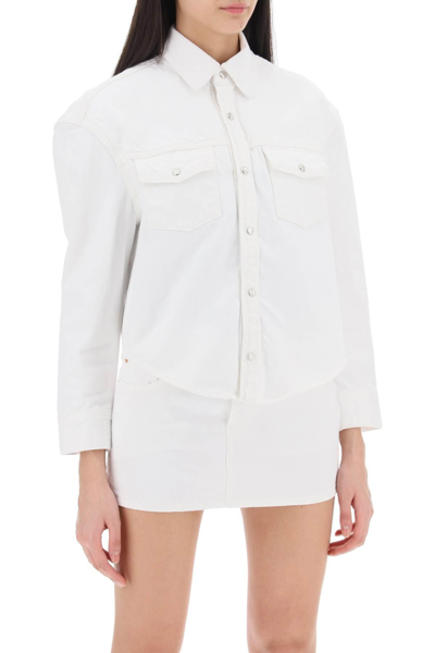 Shop Wardrobe.nyc Boxy Denim Overshirt In White