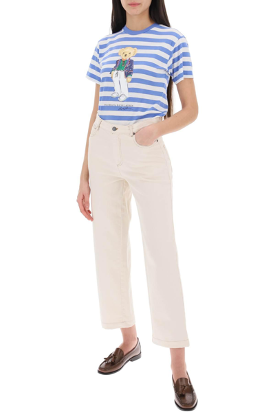 Shop Polo Ralph Lauren Polo Bear Striped T-shirt In White,blue