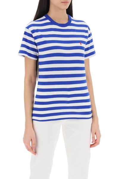Shop Polo Ralph Lauren Striped Crewneck T-shirt In White,blue
