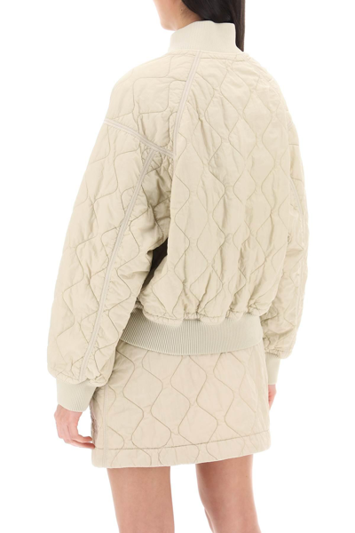 Shop Burberry Quilted Bomber Jacket In Neutro