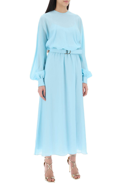 Shop Raquel Diniz 'marta' Silk Chiffon Dress In Light Blue
