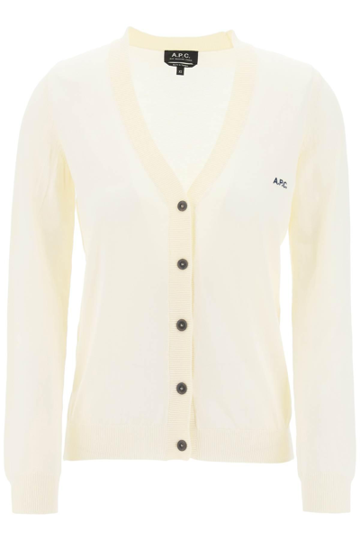 Shop Apc Cotton Bella Cardigan For In White,neutro