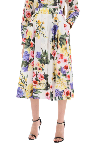 Shop Dolce & Gabbana Rose Garden Circular Skirt In White