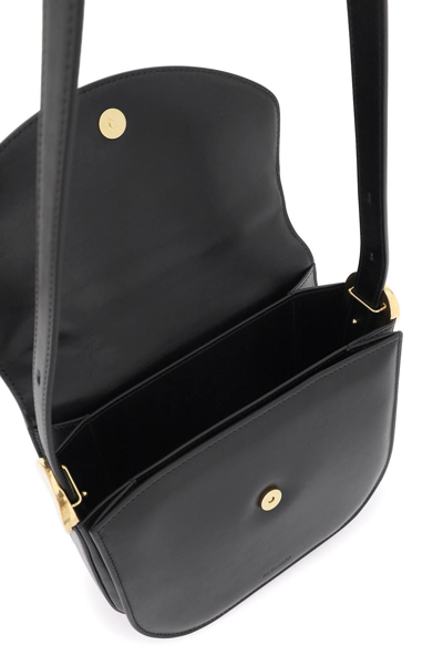 Shop Jil Sander Padded Leather Coin Shoulder Bag With Adjustable Strap In Black