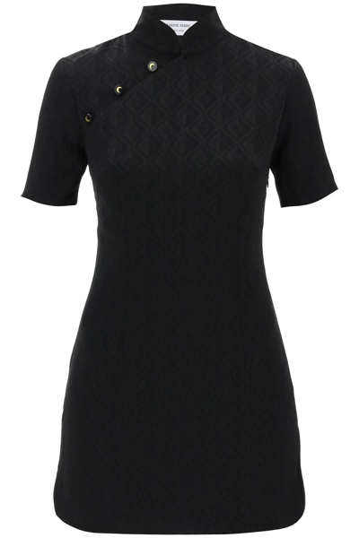 Shop Marine Serre Moon Diamant Jacquard Mini Dress In Black